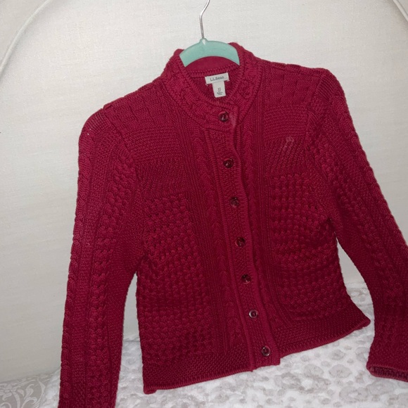 L.L. BEAN PXS burgundy sweater button up cardigan - Picture 7 of 12